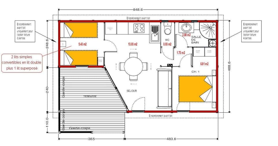 Chalet, 2 Bedrooms | Floor plan