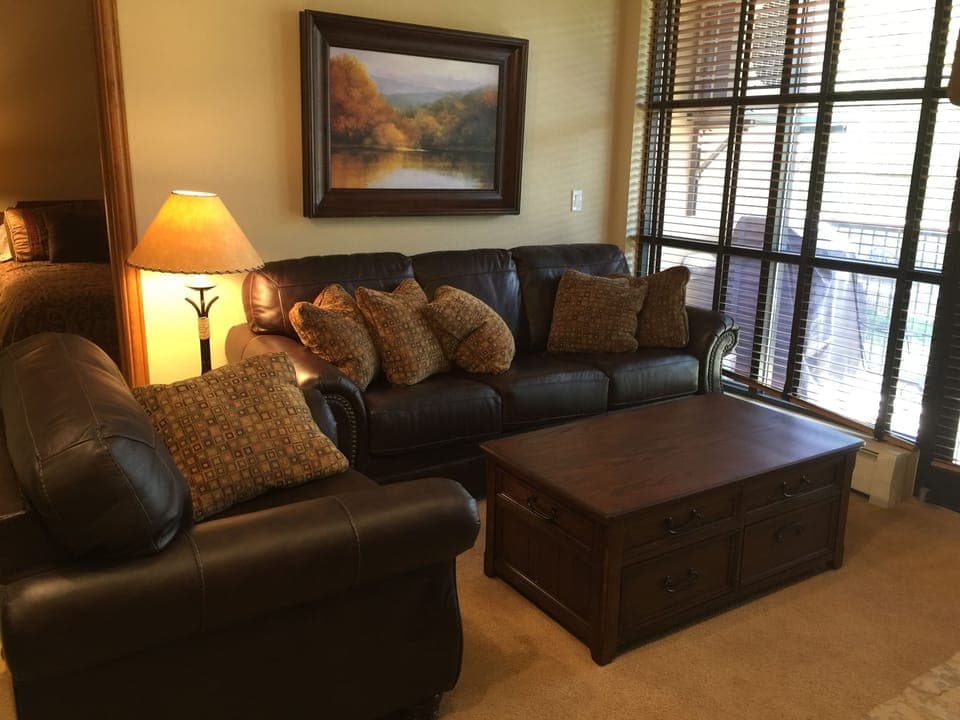 Leather couch and oversize chair.  Couch includes a queen size sleeper.