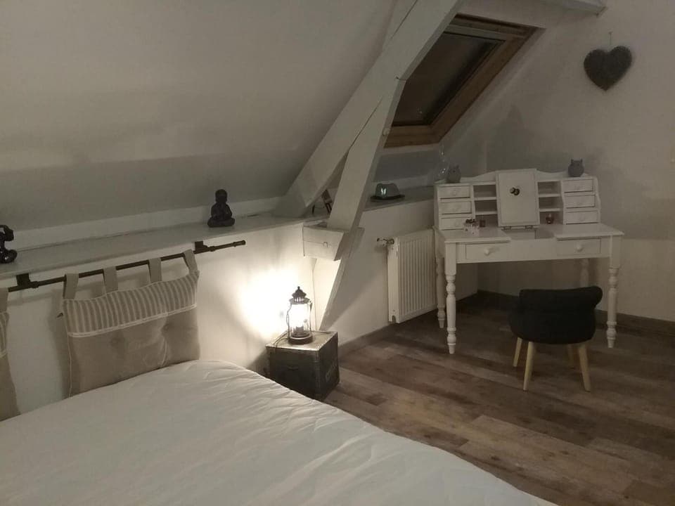 Desk, blackout drapes, soundproofing, iron/ironing board