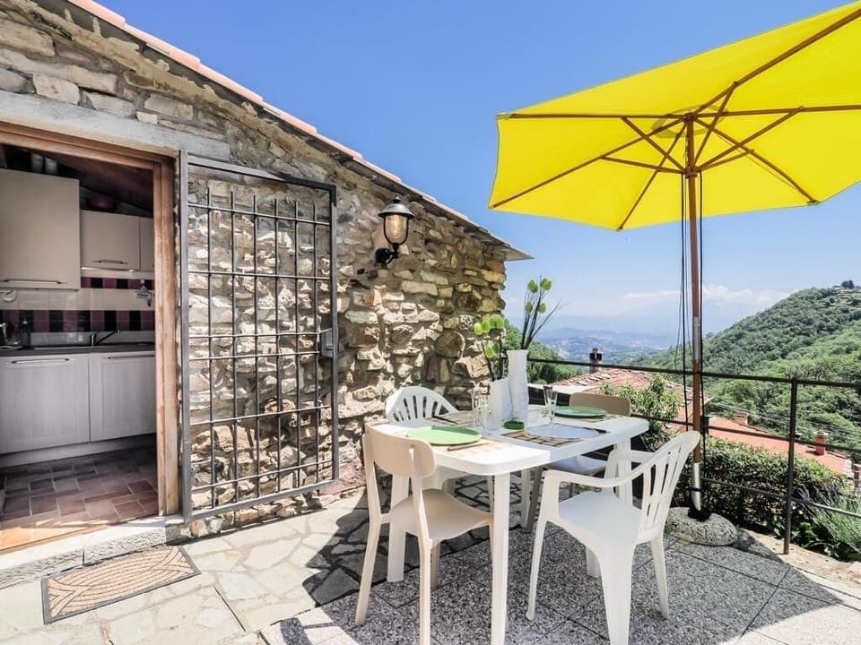 Patio with dining table