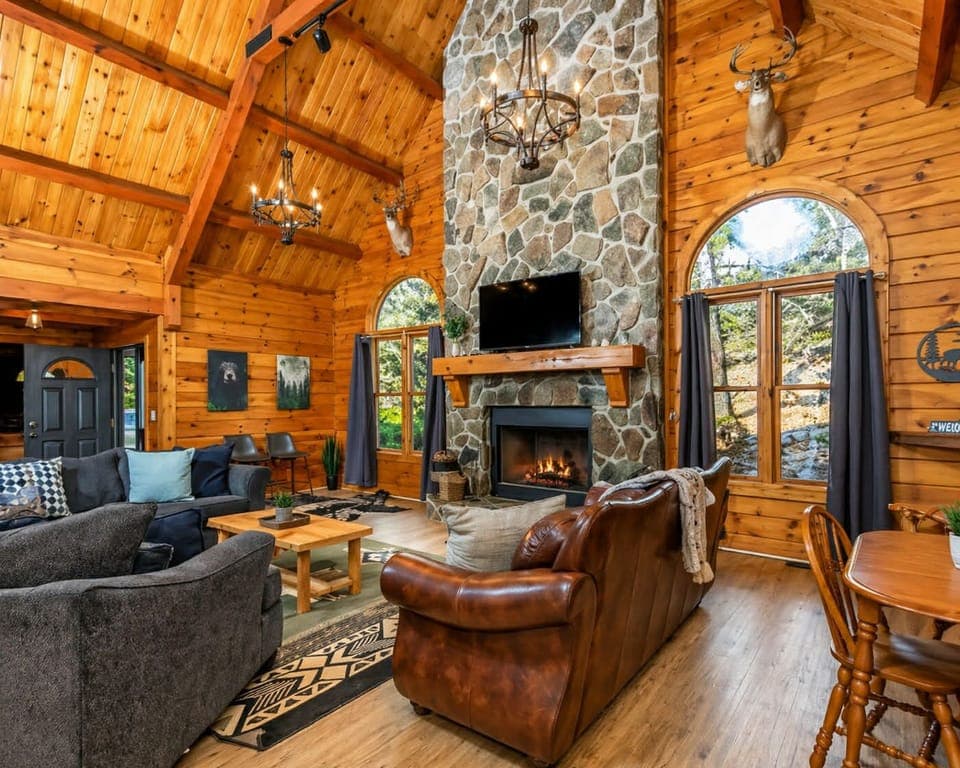 Welcome to Grand Pine Lodge, the quintessential Log cabin with gas stone fireplace, abundance of space and luxurious features