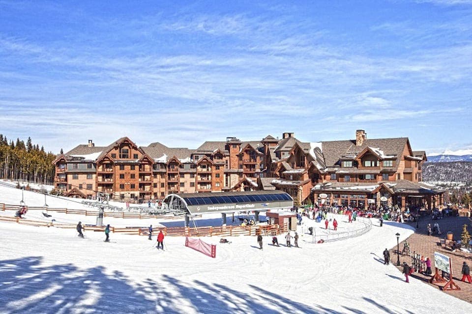 Slope side view. Steps to the lift, outdoor pools and hot tubs also on this side