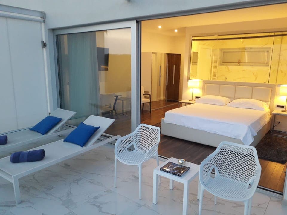 Deluxe Room, Sea View (Large Terrace) | Premium bedding, Select Comfort beds, minibar, in-room safe