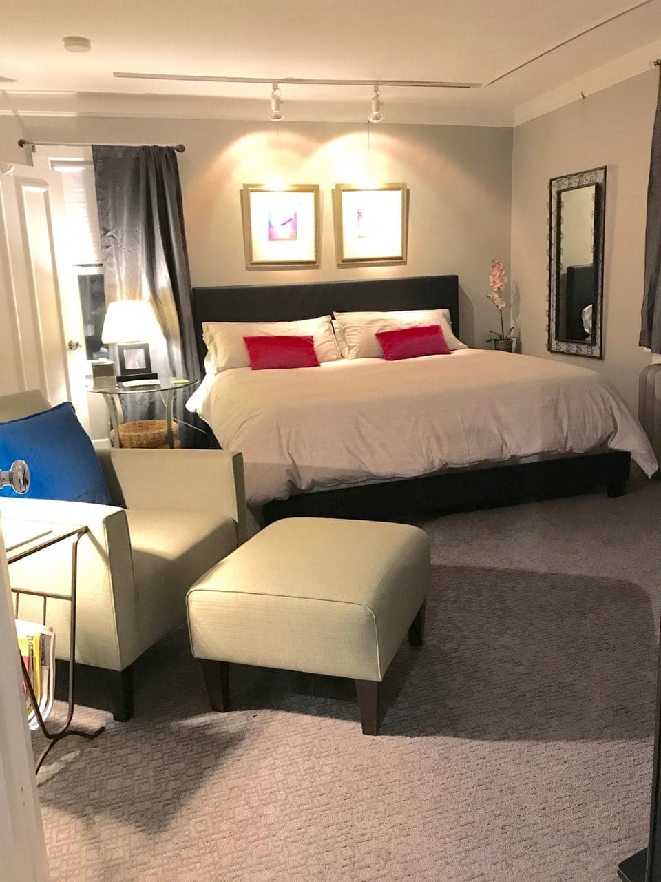 Very spacious bedroom with king bed, Smart TV and lounge chair