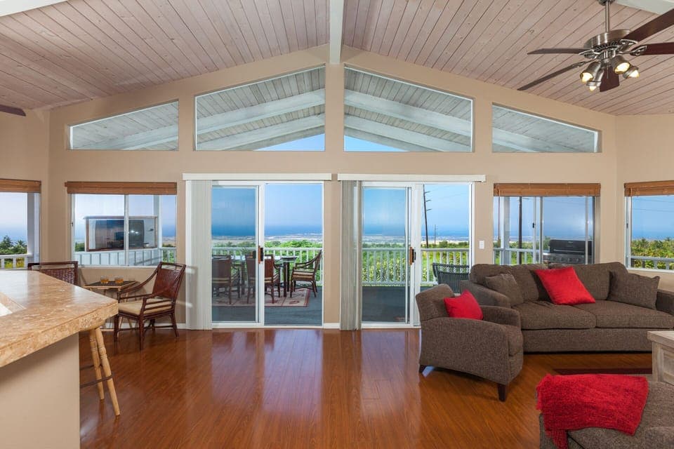 Welcome to your Vacation Home in Kona. Enter the living room...