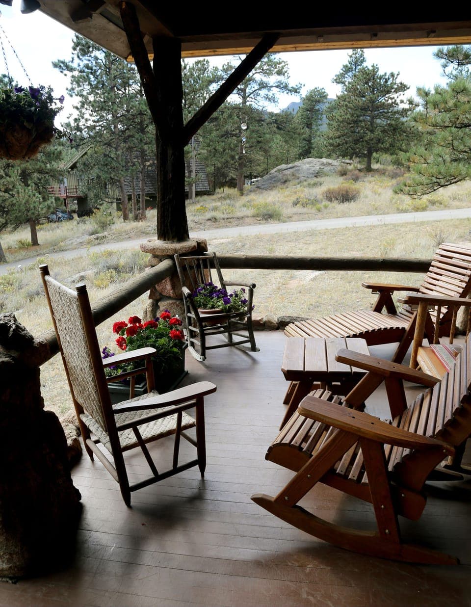 West end of spacious main house front porch 