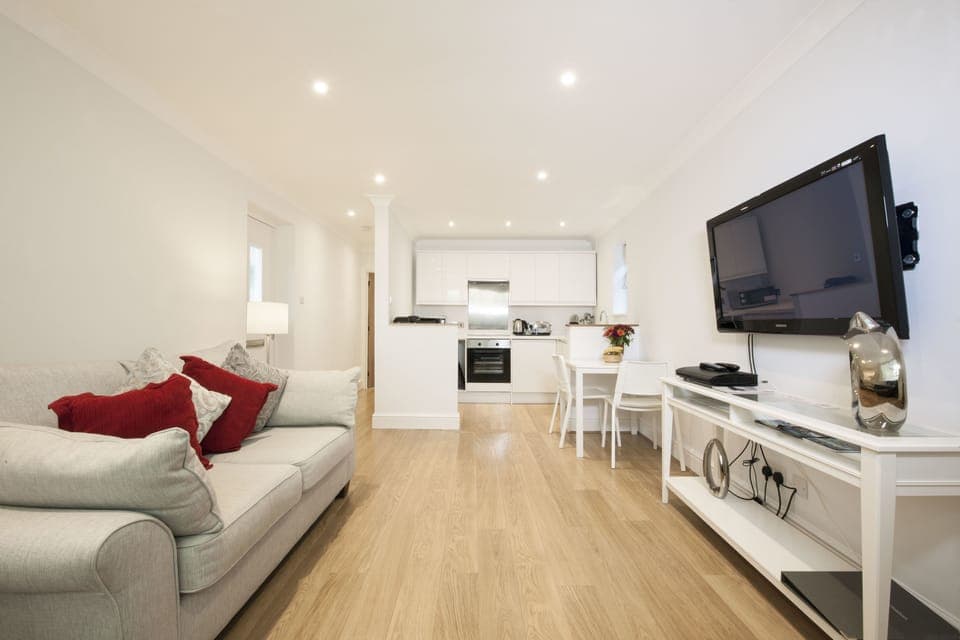 Apartment C (Self Catering)	 | Living area | 45-inch flat-screen TV with satellite channels, TV