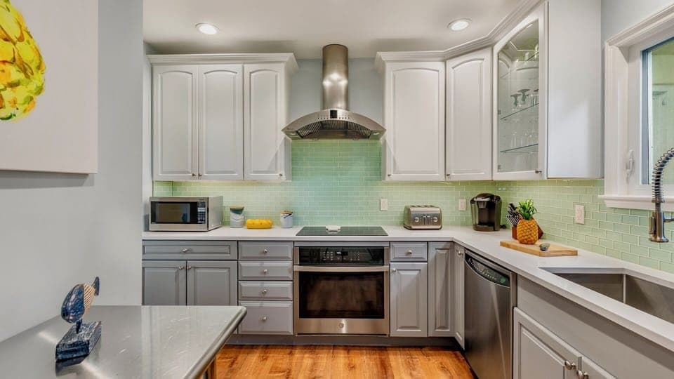 The kitchen is fully equipped with all of the tools and appliances you'll need...