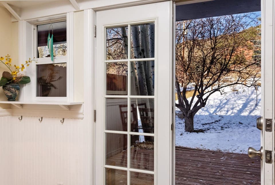 View of back yard from dining area.