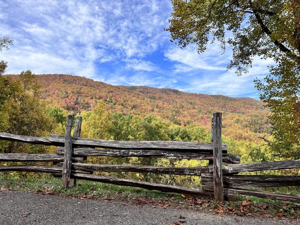 View of mountains in the Fall on the scenic drive from Townsend to Gatlinburg