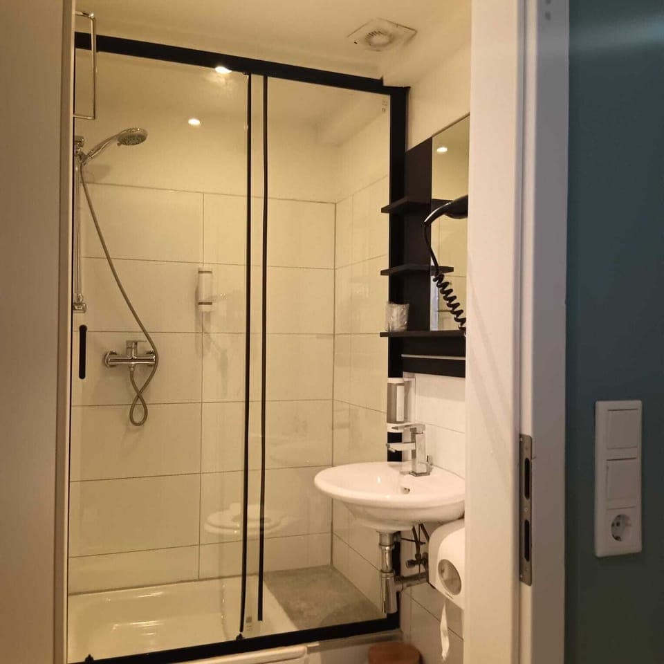 Double Room | Bathroom | Shower, slippers, towels
