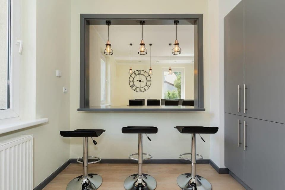 Elegant, grey kitchen.