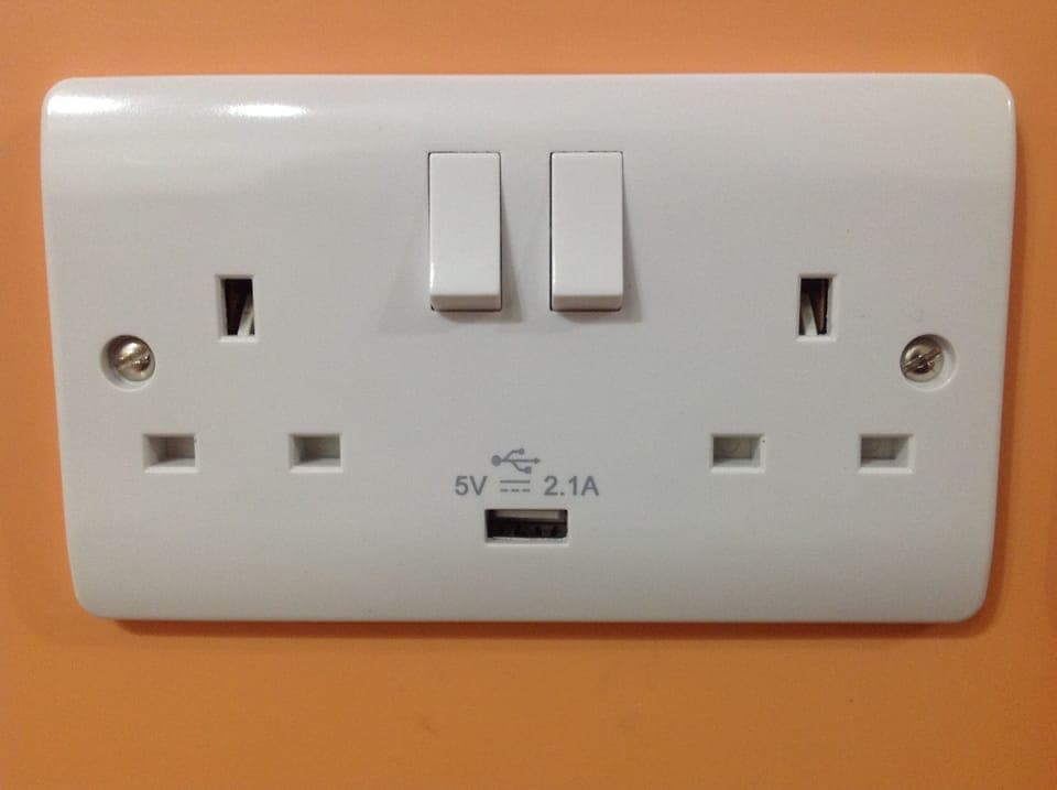 USB sockets in both bedrooms and the kitchen.