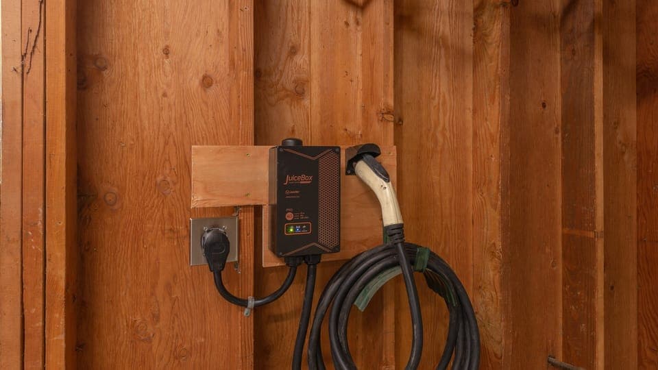 EV charger in garage.