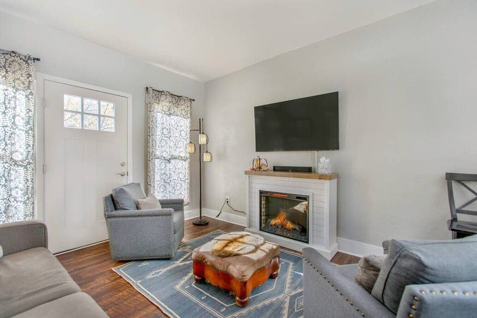 Living room with fireplace