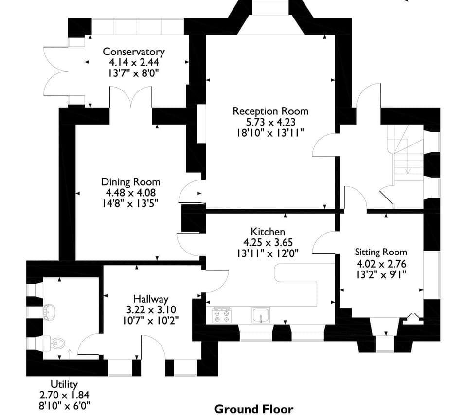Floor plan of ground floor | Corner Cottage, Troutbeck Bridge, near Windermere