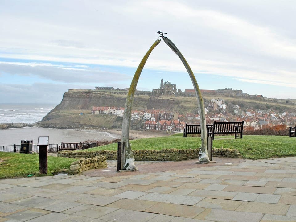 Whitby Abbey viewed through the famous whale jawbone | Whitby, Yorkshire
