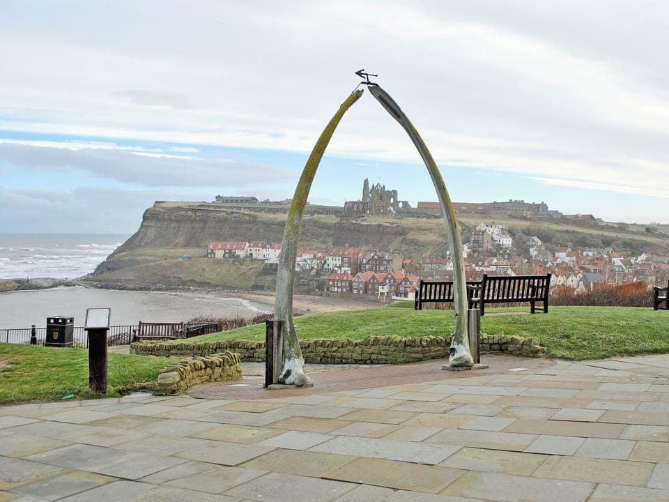 Whitby Abbey viewed through the famous whale jawbone | Whitby, Yorkshire