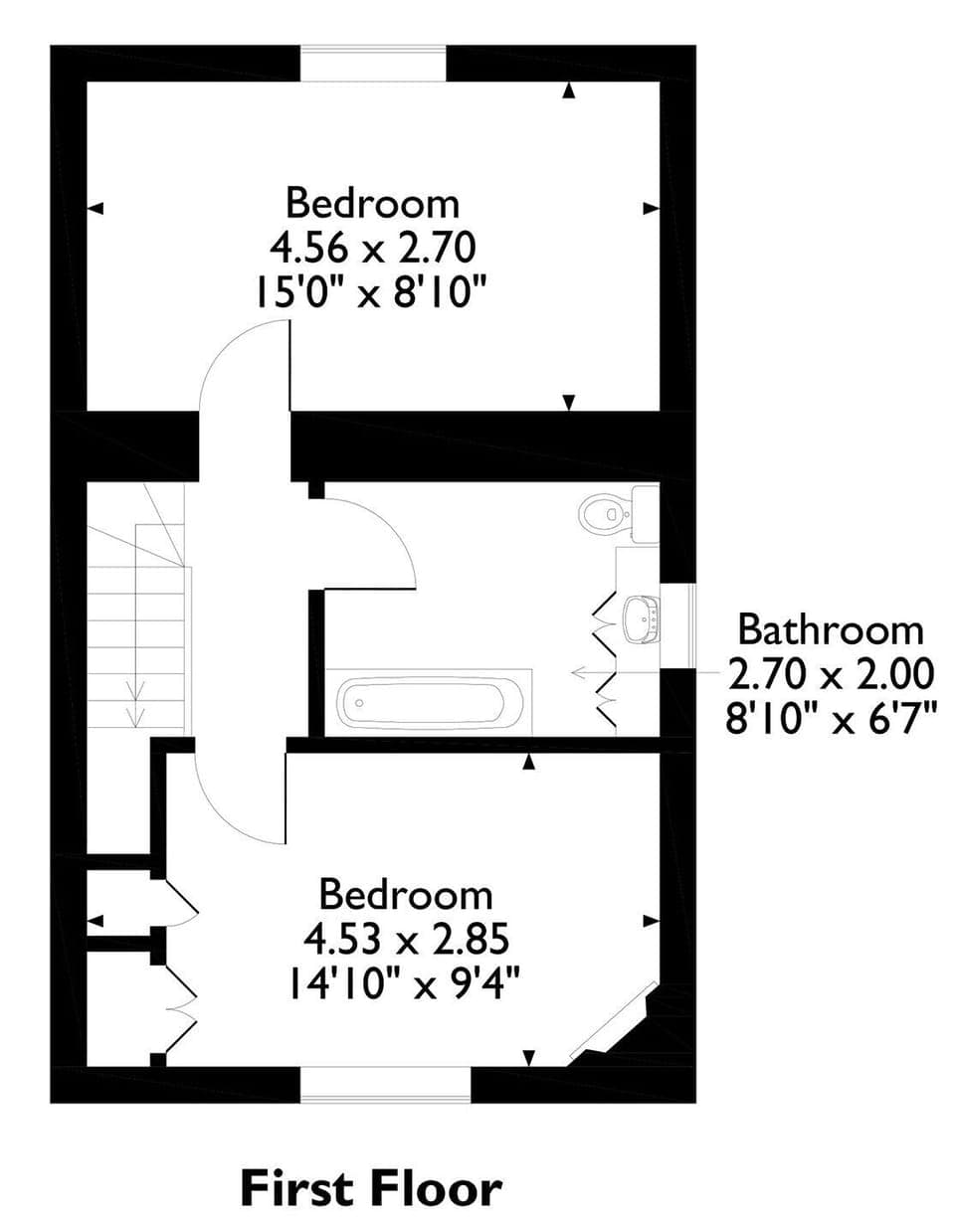 Floor plan of first floor | 3 Barf Cottages, Portinscale