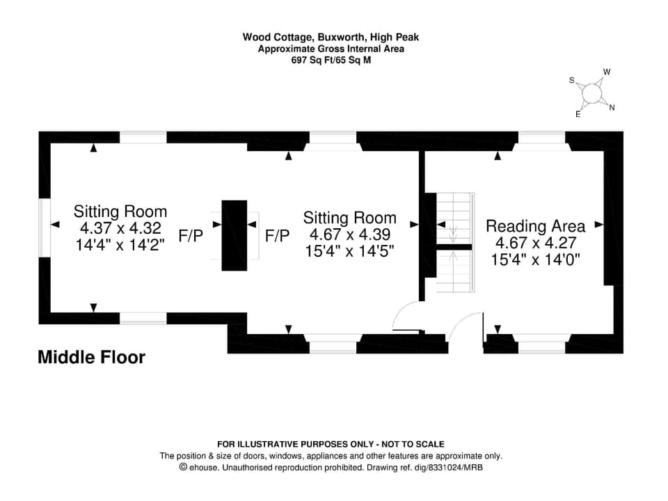 Floor plan of middle floor | Wood Cottage, Buxworth, High Peak