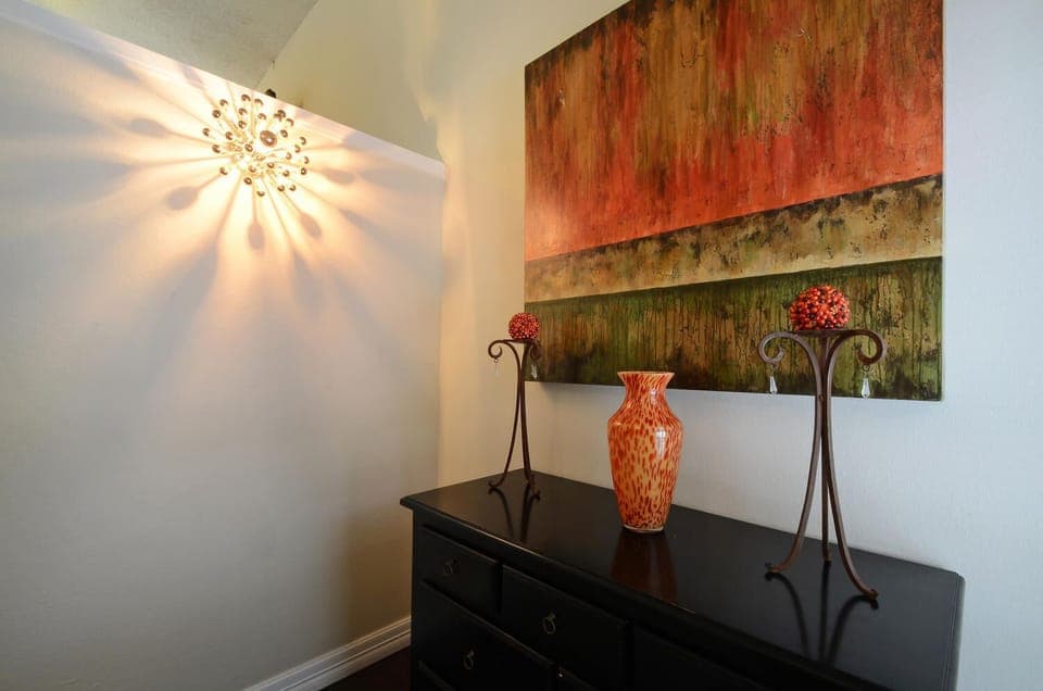 Stairwell with modern touches.