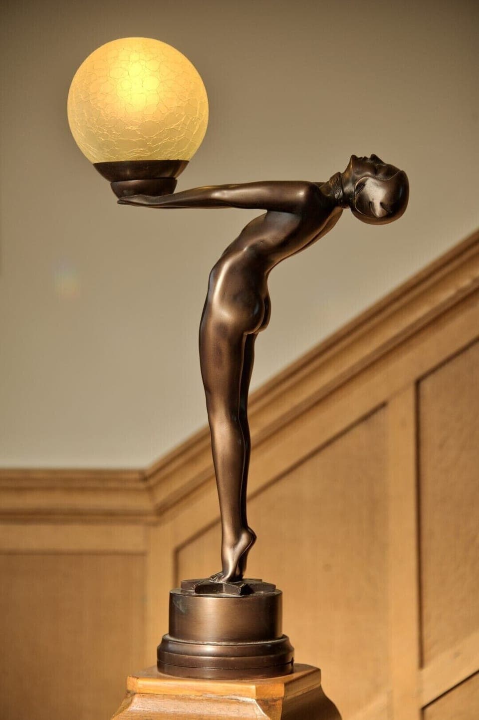 This original Art Deco Lady at the top of the stairs, wonderful