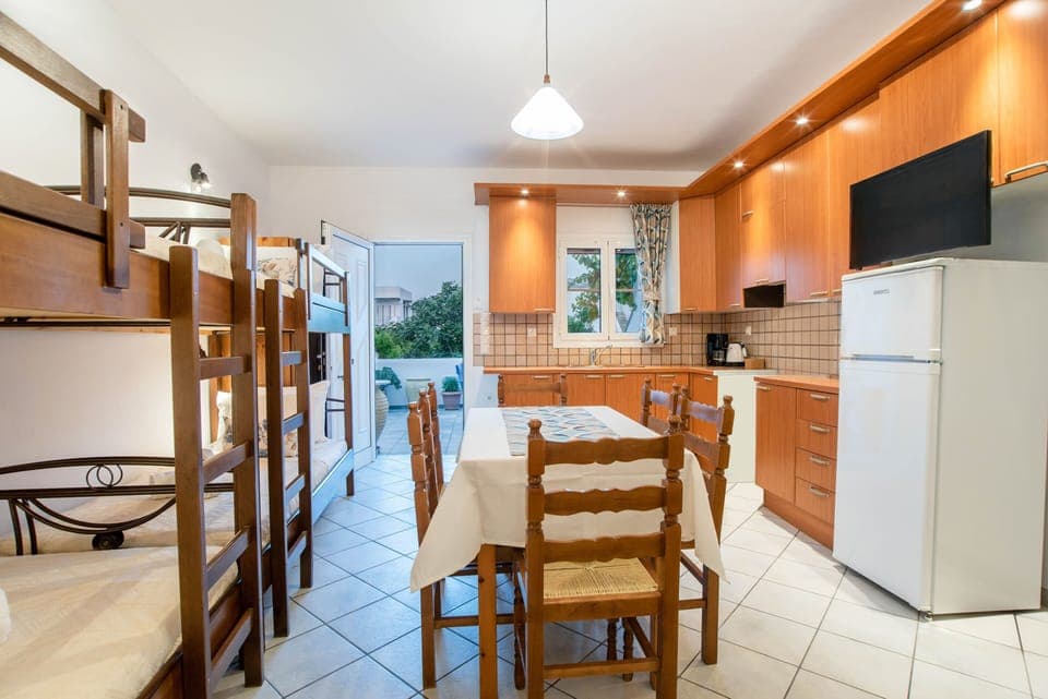 Your large bedroom with 2 bunk beds and a sofa bed 