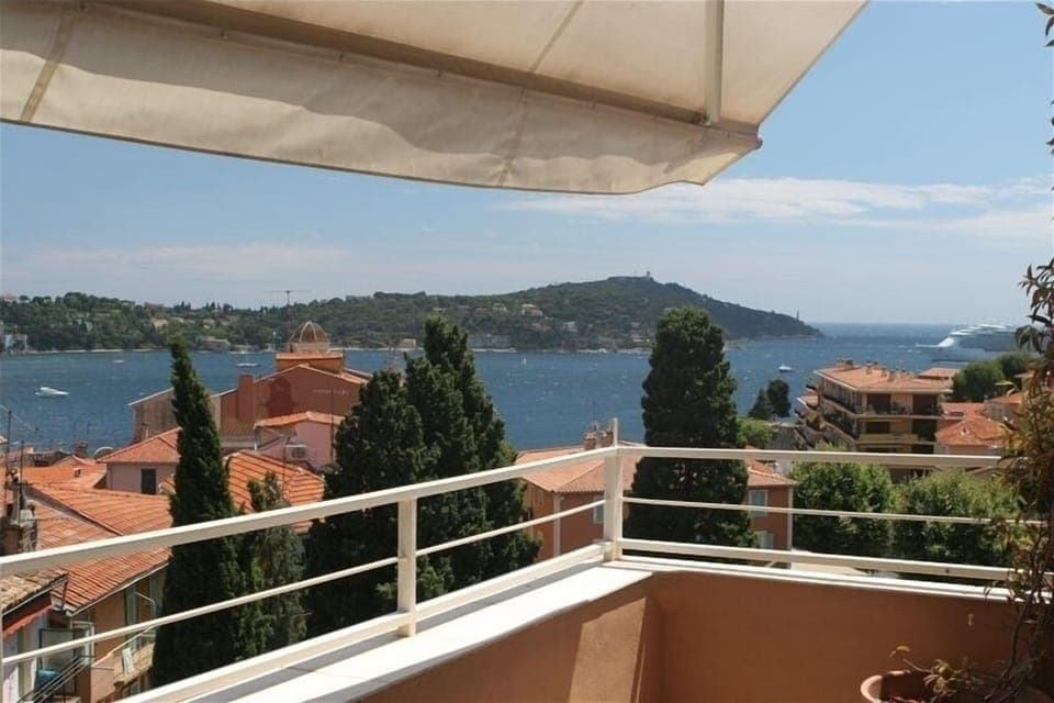 View from terrace of Villefranche Bay against the backdrop of Cap Ferrat