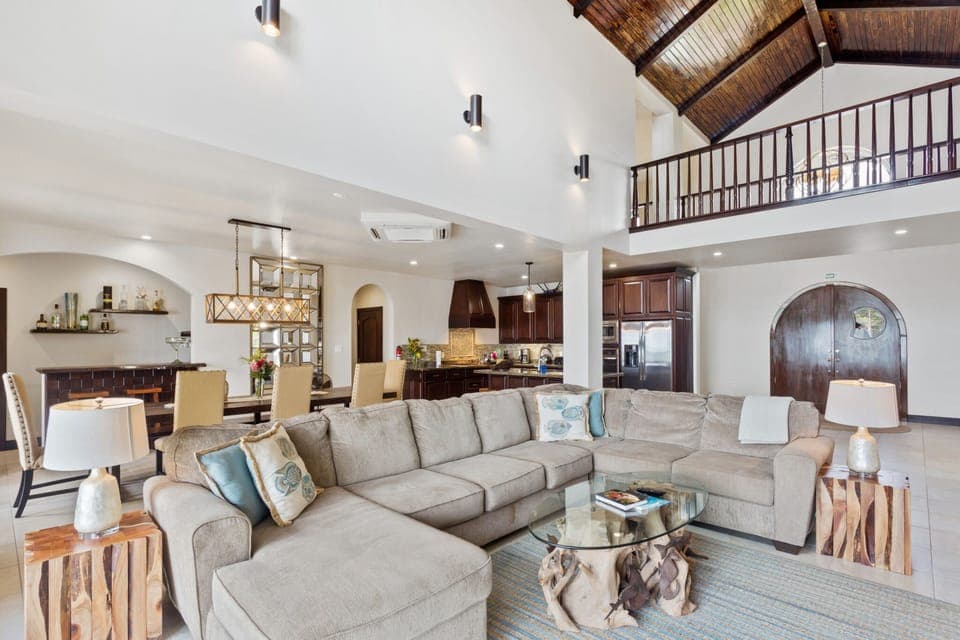 Manatee Luxury Villa, 4 Bedrooms, Private Pool, Ocean View | Living room | 0-inch flat-screen TV with cable channels, TV, Netflix