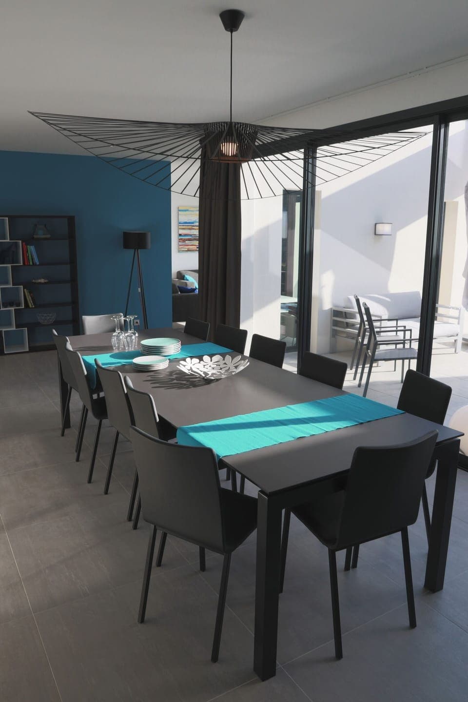 Living area opening onto the terrace and pool