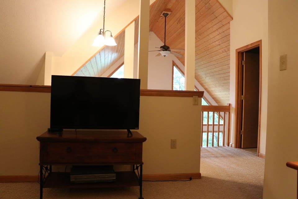 Upstairs game room television