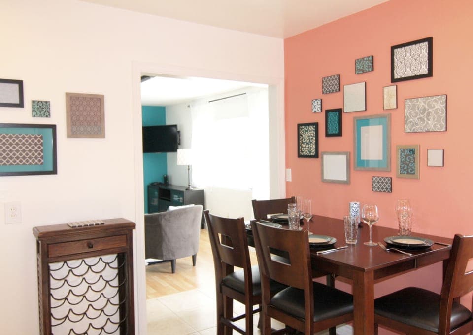 Kitchen,  with brand new Samsung stove. Seating can accommodate six.