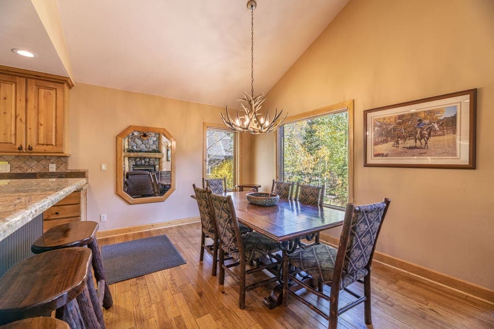 Dining area with mountain views