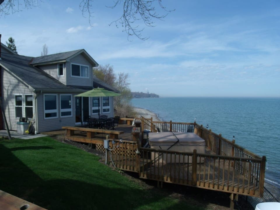 Two-tiered deck off of the main house (deck updated since this picture)