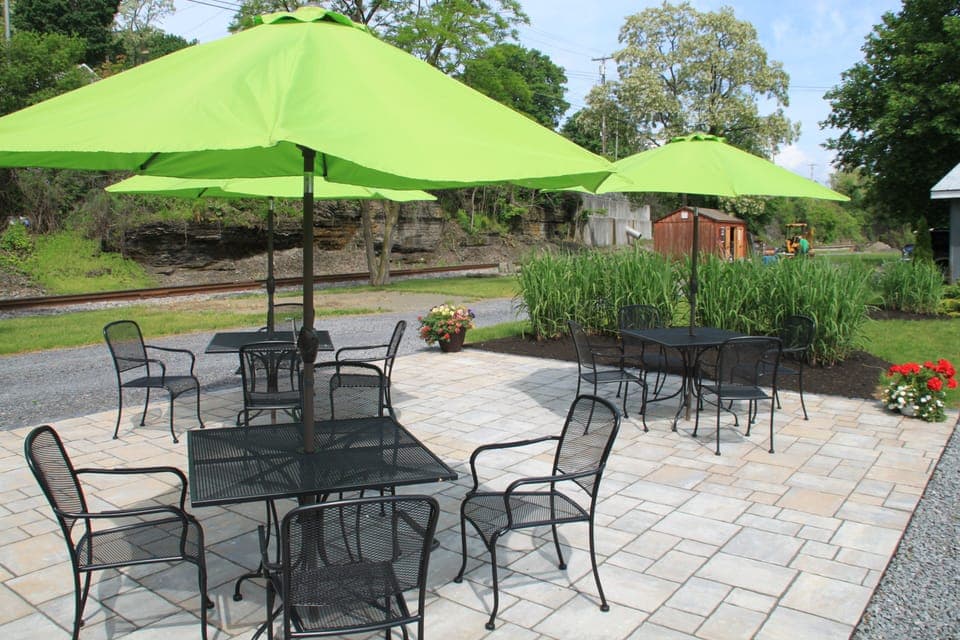 Lakeside seating and fire pit