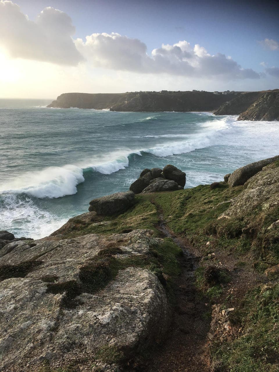 Huge winter seas, Logan Rock looking towards the Minnack