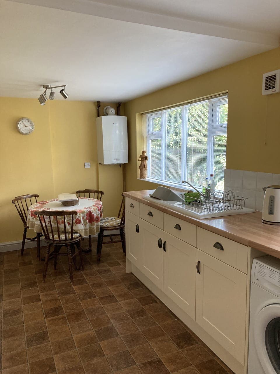 There's a table for four in the kitchen