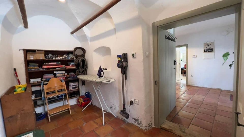 Not the most interesting room- but handy for coats, boots, lightbulbs and lots of board games. 