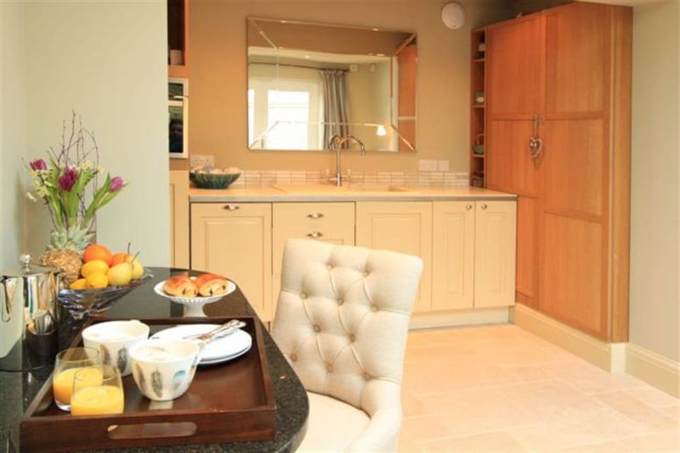 The kitchen and dining area.