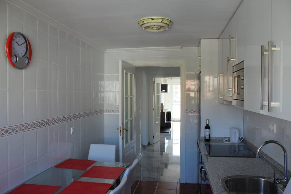 Kitchen through to living area