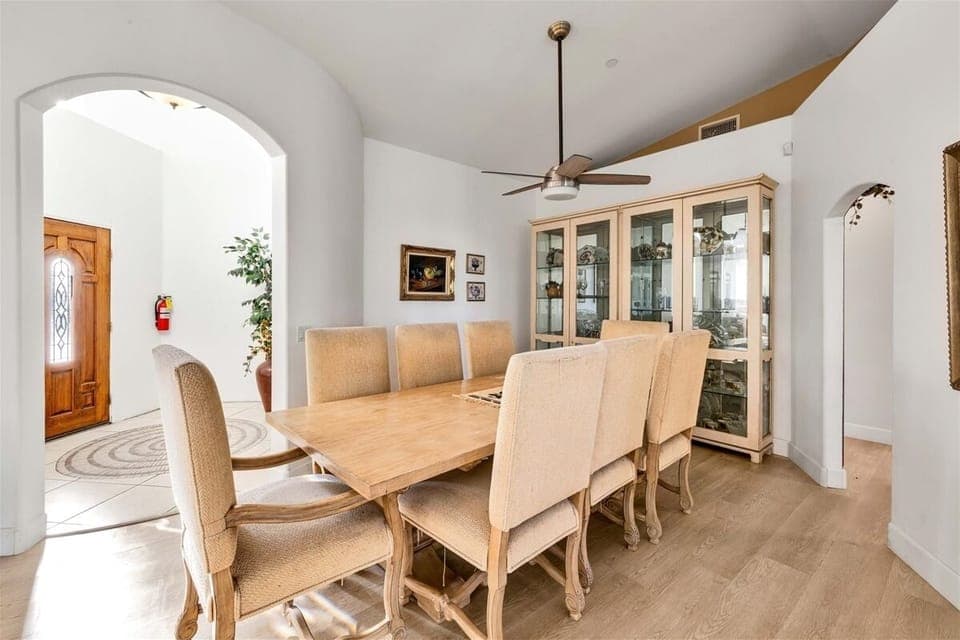 Dining Room fits 8 people.