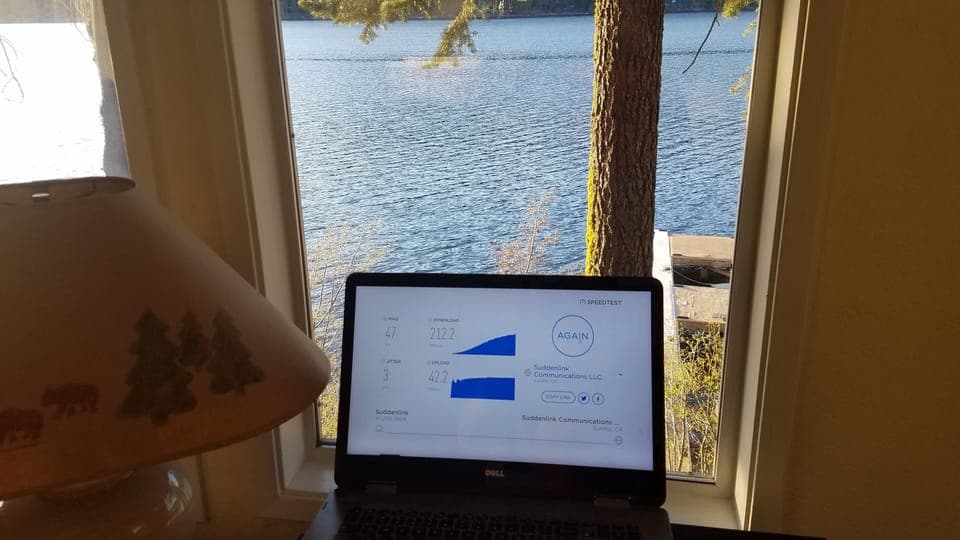 200+ Mbps wifi at portable desk overlooking dock!
Not your average amenity.