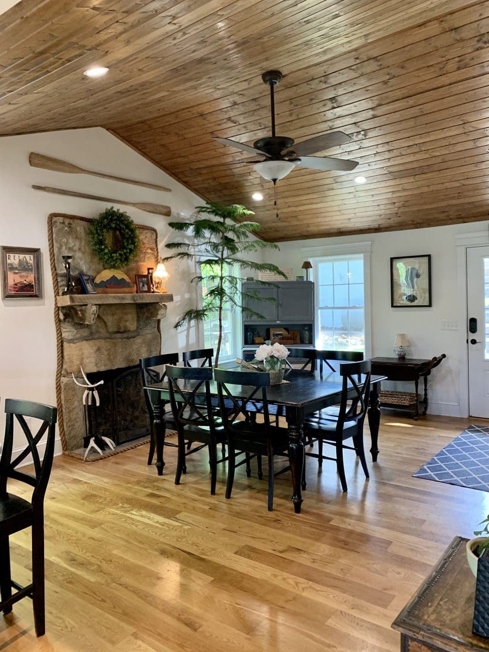 Formal dining room area with original fireplace now converted to gas logs.