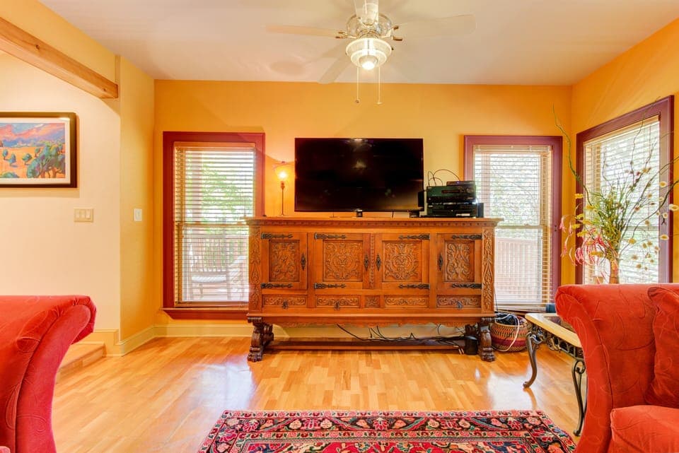 70 inch SMART TV in sunken den.