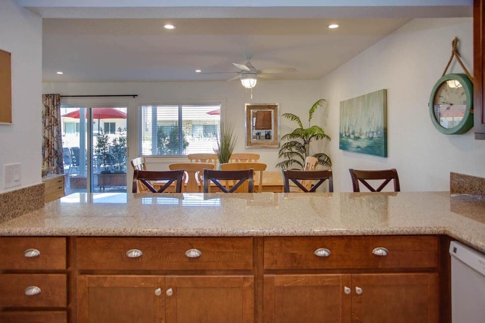 Kitchen counter seating provides front row seats to watch whatever is happening in the most important room of the unit: the kitchen!
                