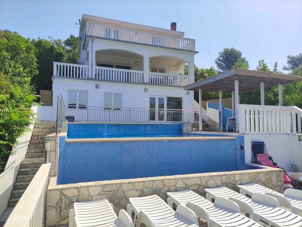 Villa showing all 3 Floors, pool and terraces
