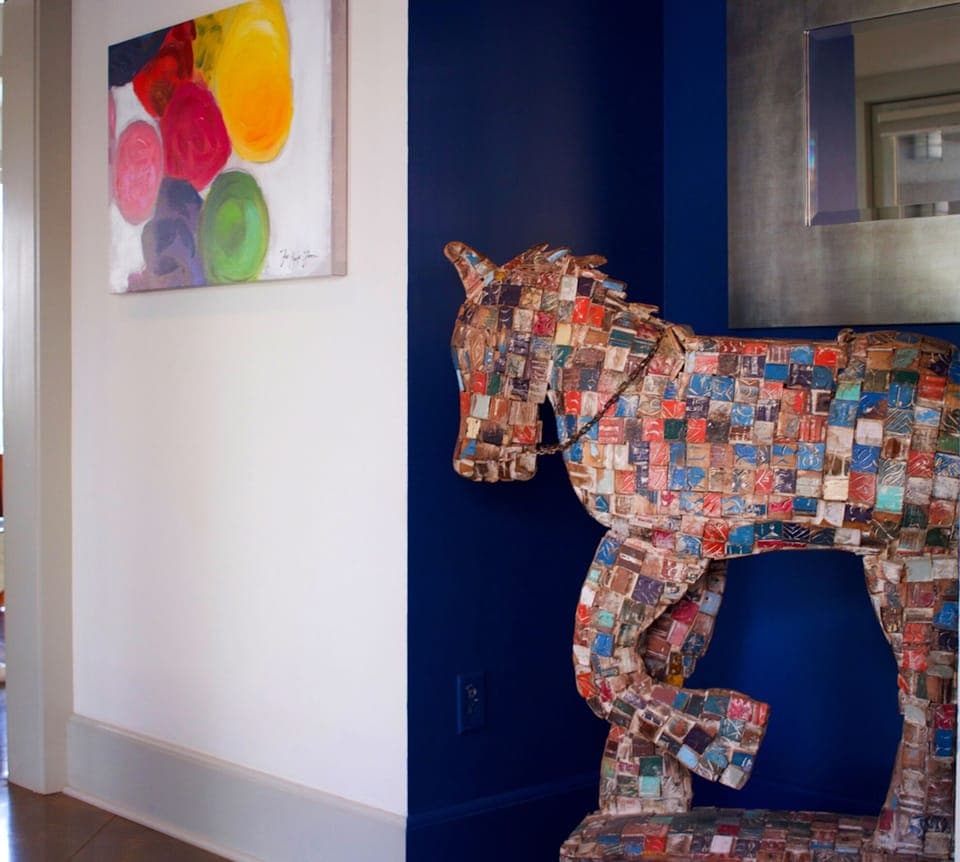 Welcome! The folk art pony made of kids building blocks is waiting to greet you!