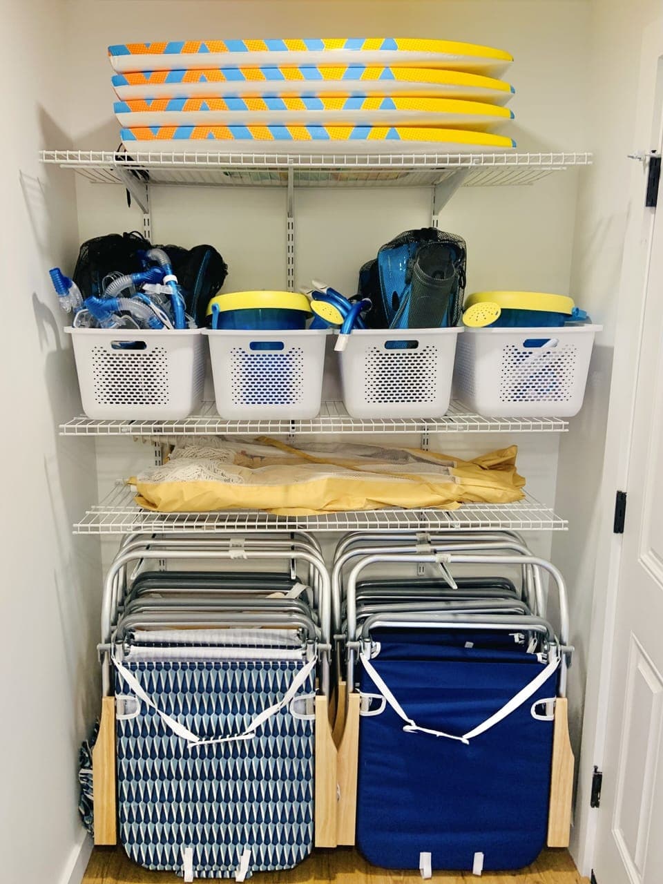 Towels, chairs, umbrellas, snorkels, masks, fins, boogie boards and sand toys!