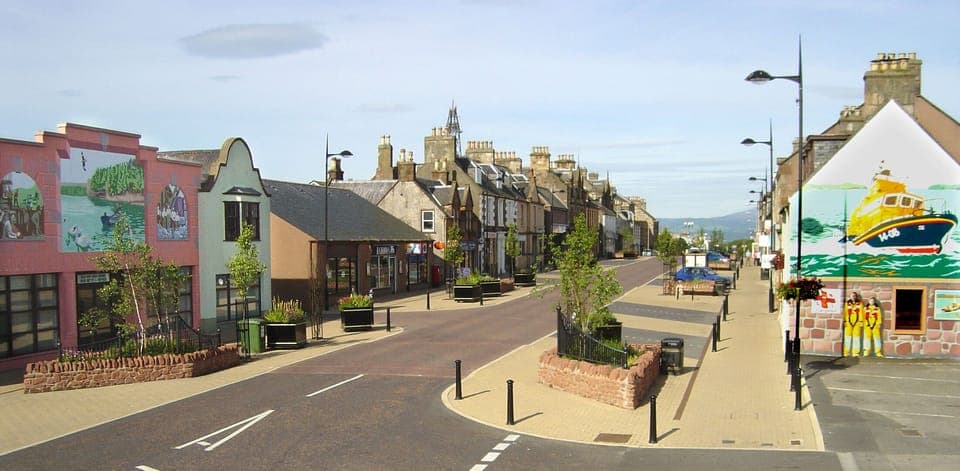 Invergordon High Street depicting first two murals