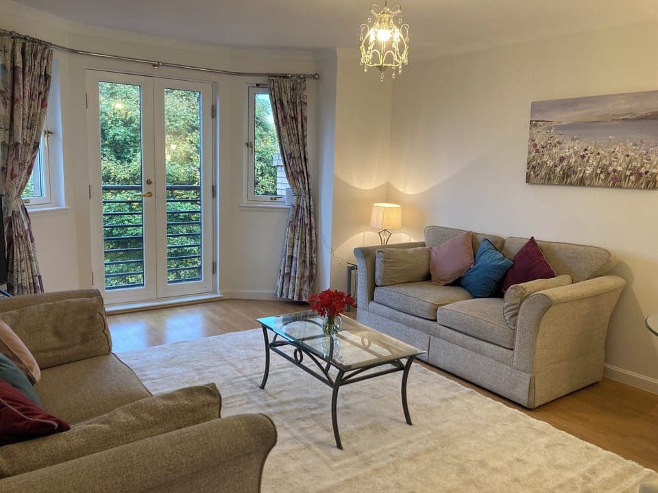 Spacious dining lounge with views over Edinburgh Skyline during Winter months.